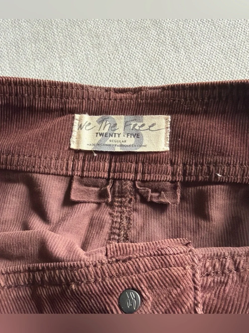 Free People Button-Front Corduroy Mini Skirt in Wine Size 25